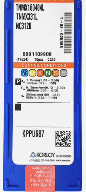 Korloy TNMX160404L NC3120